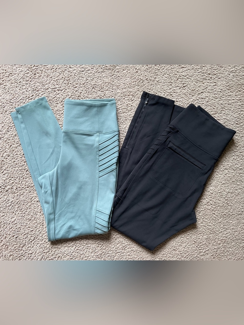 Athleta Delancey Moto Tight Leggings Size M Medium Lot of 2 Black & Teal